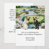 猫好きのためのゴルフウェディングテーマ 招待状 (正面/裏面)