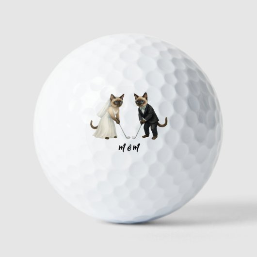 猫好きのためのゴルフ ウェディング ブライド&グルーム ゴルフボール (正面)