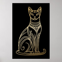 猫好きのためのゴールドキャットイラスト ラインアートスタイル