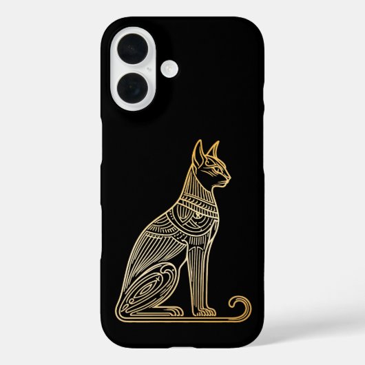 猫好きのためのゴールドキャットイラスト ラインアートスタイル Case-Mate iPhoneケース (裏面)