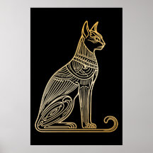 猫好きのためのゴールド猫イラスト（線画スタイル）