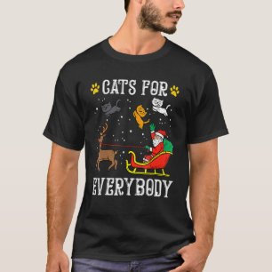 猫好きのためのサンタの面白いクリスマスパジャマ Xmas Tシャツ