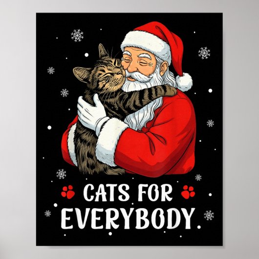 猫好きのためのサンタ クリスマス ねこちゃん Xmas ポスター (正面)