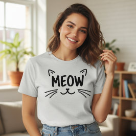猫好きのためのシンプルなデザイン Simply Meow かわいい猫の顔 Tシャツ
