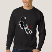猫好きのためのシンプルな墨絵サッカーデザイン スウェットシャツ (正面)