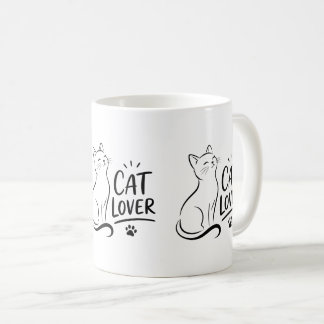 猫好きのためのシンプルな猫デザイン コーヒーマグカップ