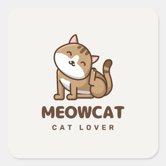 猫好きのためのステッカー | 猫パパ | ペットの親 スクエアシール (正面)