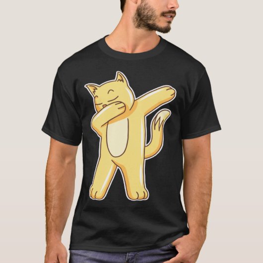 猫好きのためのダビングする猫のデザイン Tシャツ (正面)