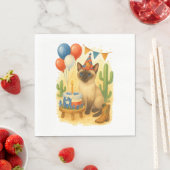 猫好きのためのテキサス誕生日テーマ  スタンダードランチョンナプキン (インサイチュ)