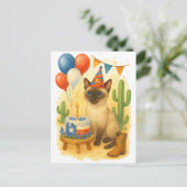 猫好きのためのテキサス誕生日テーマ ポストカード (スタンド正面)