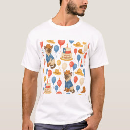 猫好きのためのテキサス誕生日テーマ Tシャツ