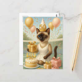 猫好きのためのテニス50歳誕生日 ポストカード