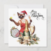 猫好きのためのテニス・クリスマス・ホリデーパーティー シーズンカード (正面)