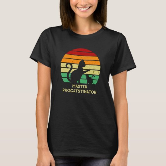 猫好きのためのネコ型サボり屋マスター1 Tシャツ (正面)