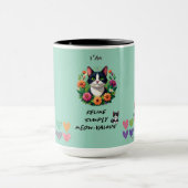猫好きのためのハートと花 マグカップ (中央)