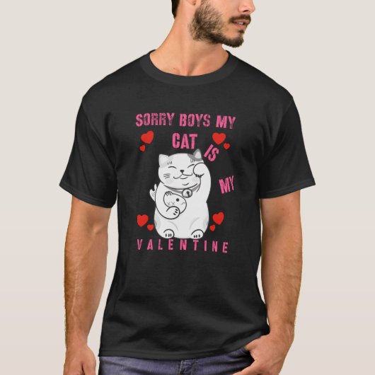 猫好きのためのバレンタインTシャツ Sorry Boys Tシャツ (正面)