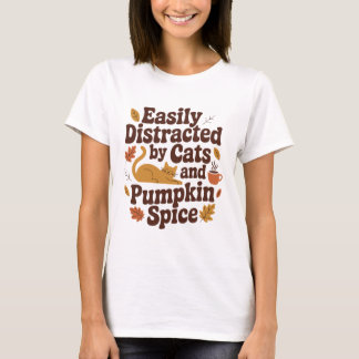 猫好きのためのパンプキンスパイスの可愛いTシャツ オータム 秋 Tシャツ