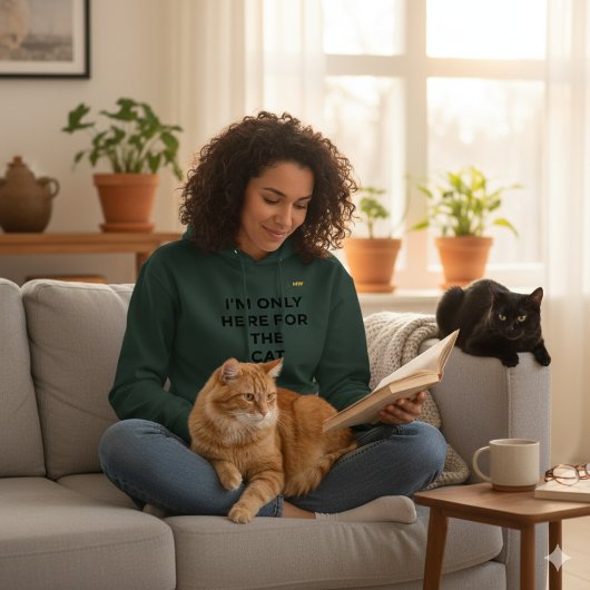 猫好きのためのパーカー | 「猫目当てで来ました」 パーカ