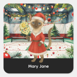 猫好きのためのピックルボール クリスマスデザイン スクエアシール