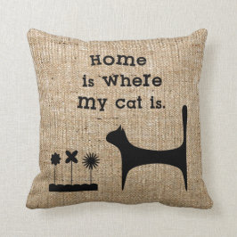 猫好きのためのフェイクなバーラップの装飾用クッション クッション