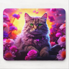 猫好きのためのプレゼントにピッタリのパープルキャットマウスパッド マウスパッド