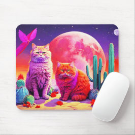 猫好きのためのプレゼントにピッタリの紫色の猫のマウスパッド マウスパッド