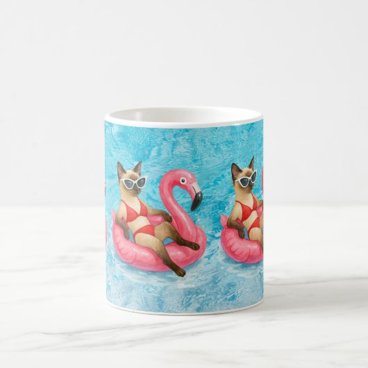 猫好きのためのプールパーティー コーヒーマグカップ (中央)