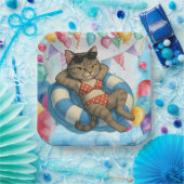 猫好きのためのプール誕生日パーティー ペーパープレート (パーティー)