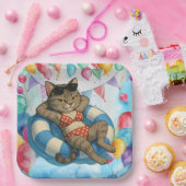 猫好きのためのプール誕生日パーティー ペーパープレート (パーティー)