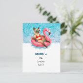 猫好きのためのプール誕生日パーティー ポストカード (スタンド正面)