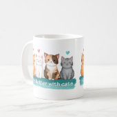 猫好きのためのマグカップ 猫と一緒が最高 コーヒーマグカップ (正面左)
