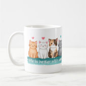 猫好きのためのマグカップ 猫と一緒が最高 コーヒーマグカップ (左)