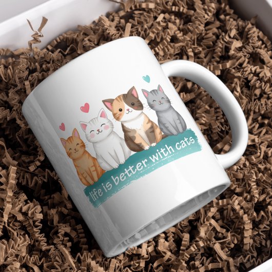 猫好きのためのマグカップ 猫と一緒が最高 コーヒーマグカップ