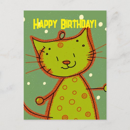 猫好きのためのユーモアたっぷりの猫の誕生日ポストカード ポストカード (正面)