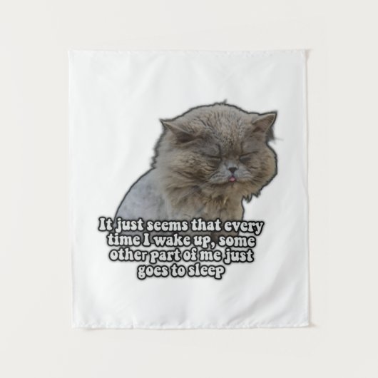 猫好きのためのユーモアたっぷりの猫ミーム タペストリー (正面)