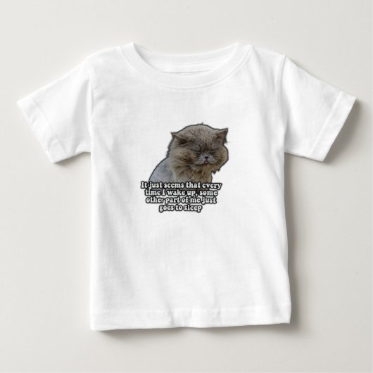 猫好きのためのユーモア満載の猫ミーム ベビーTシャツ (正面)