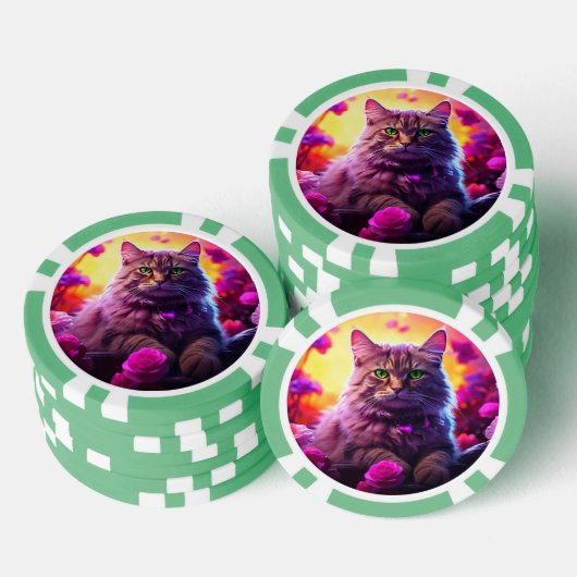 猫好きのためのラッキーポーカーチップス ポーカーチップ (積み重ね)