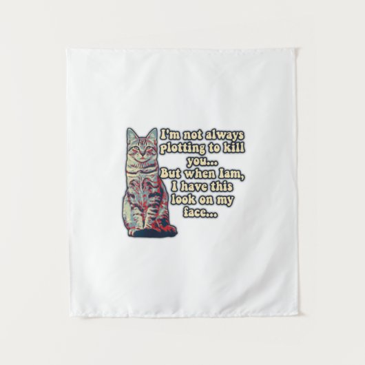 猫好きのための不機嫌な猫ミーム タペストリー (正面)