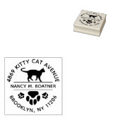 猫好きのための丸型差出人スタンプ 肉球付き ラバースタンプ (押印)