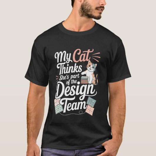 猫好きのための可愛いキルティングのユーモア 縫製 編み物 Tシャツ (正面)
