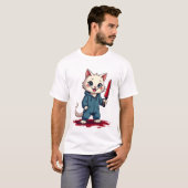 猫好きのための可愛いハロウィン 猫 ホラー 映画 Tシャツ (正面フル)