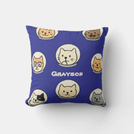 猫好きのための名前入りギャラクシー猫の頭の枕 クッション