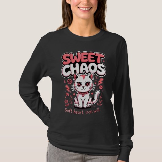 猫好きのための喜びあふれる王冠とハートのギフト Tシャツ (正面)