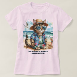 猫好きのための最高のビーチライフ Tシャツ