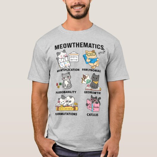 猫好きのための楽しい数学の猫のパロディ Tシャツ (正面)