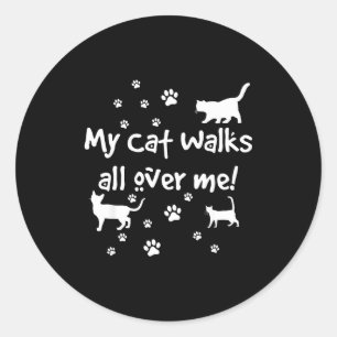 猫好きのための私の上を猫が歩き回る面白い引用 ラウンドシール