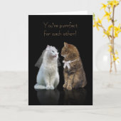 猫好きのための結婚/婚約祝い カード (黄色い花)