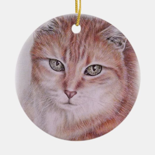 猫好きのための美しい虎猫猫の芸術のスケッチ セラミックオーナメント (正面)