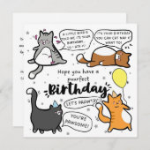 猫好きのための誕生日カード 招待状 (正面/裏面)