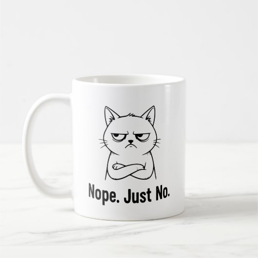猫好きのための面白いコーヒーカップ - Nope Just No 猫 コーヒーマグカップ (左)